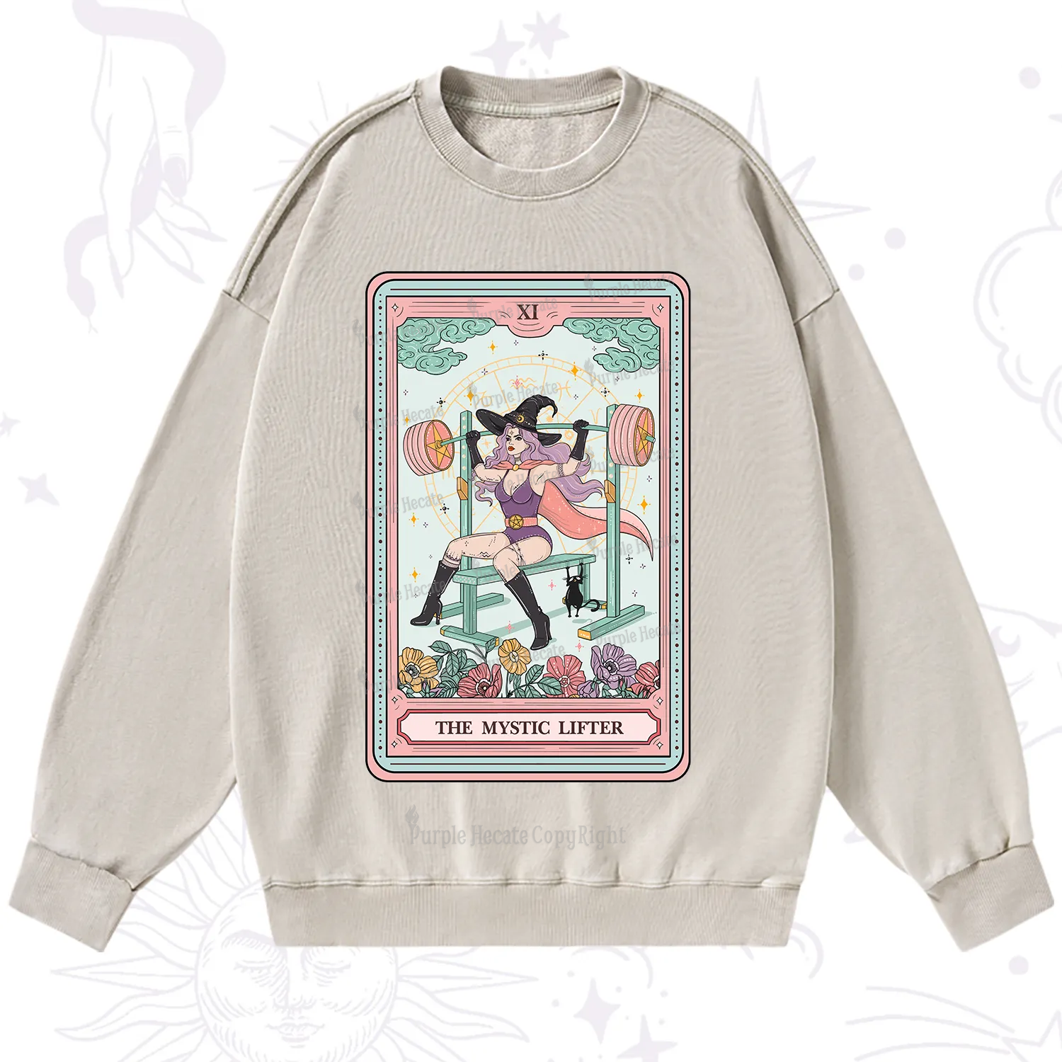 Purplehecate The Mystic Lifter Tarot Washed Sweatshirt