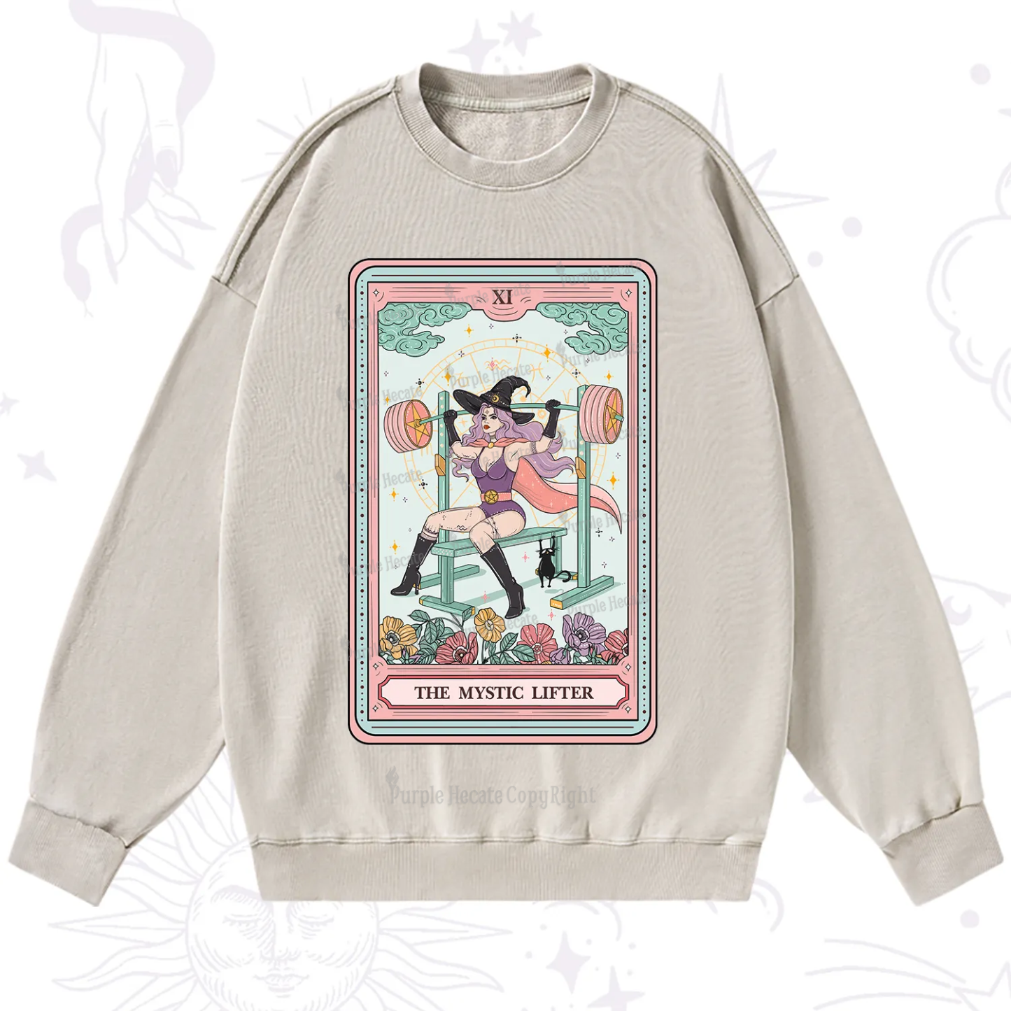 Purplehecate The Mystic Lifter Tarot Washed Sweatshirt