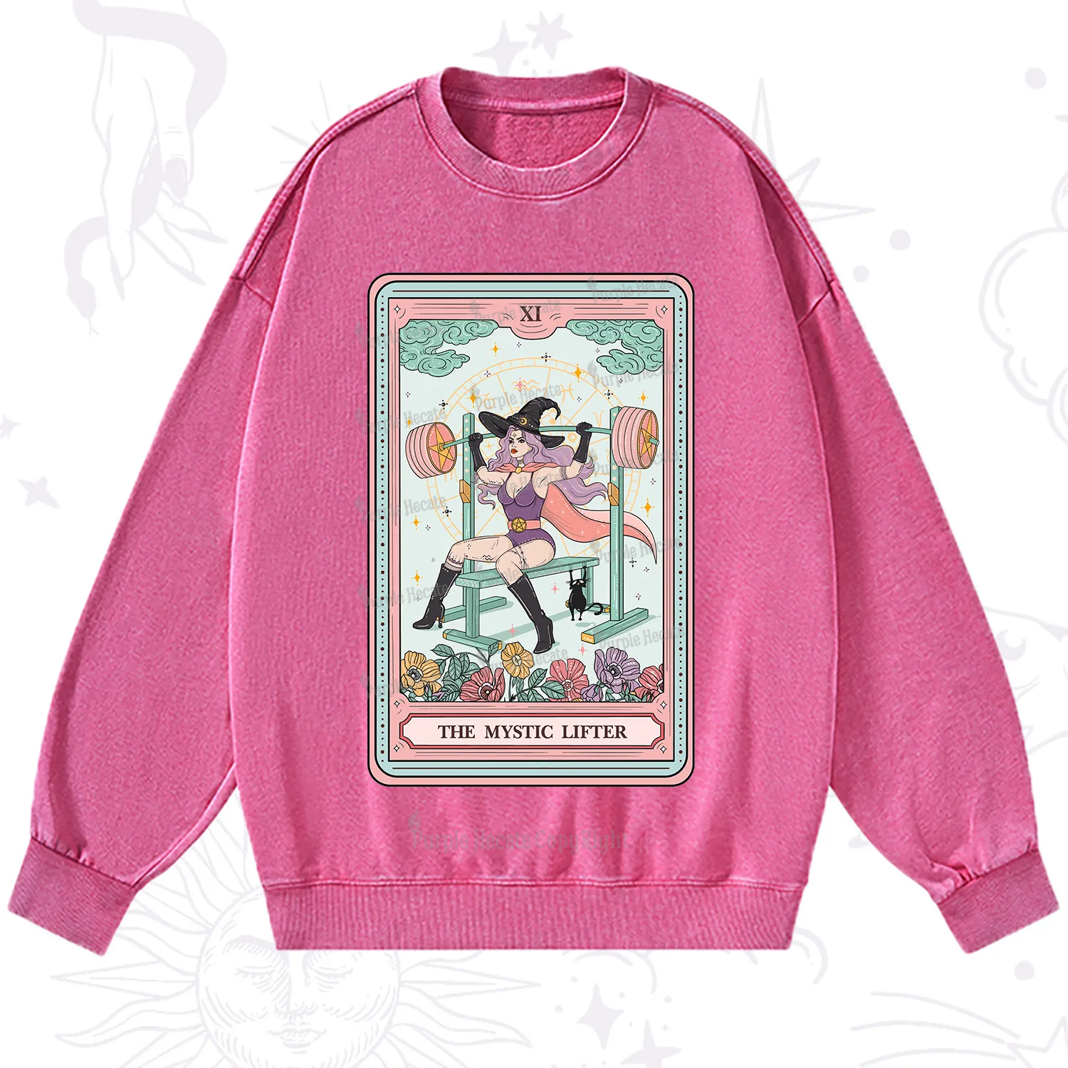 Purplehecate The Mystic Lifter Tarot Washed Sweatshirt