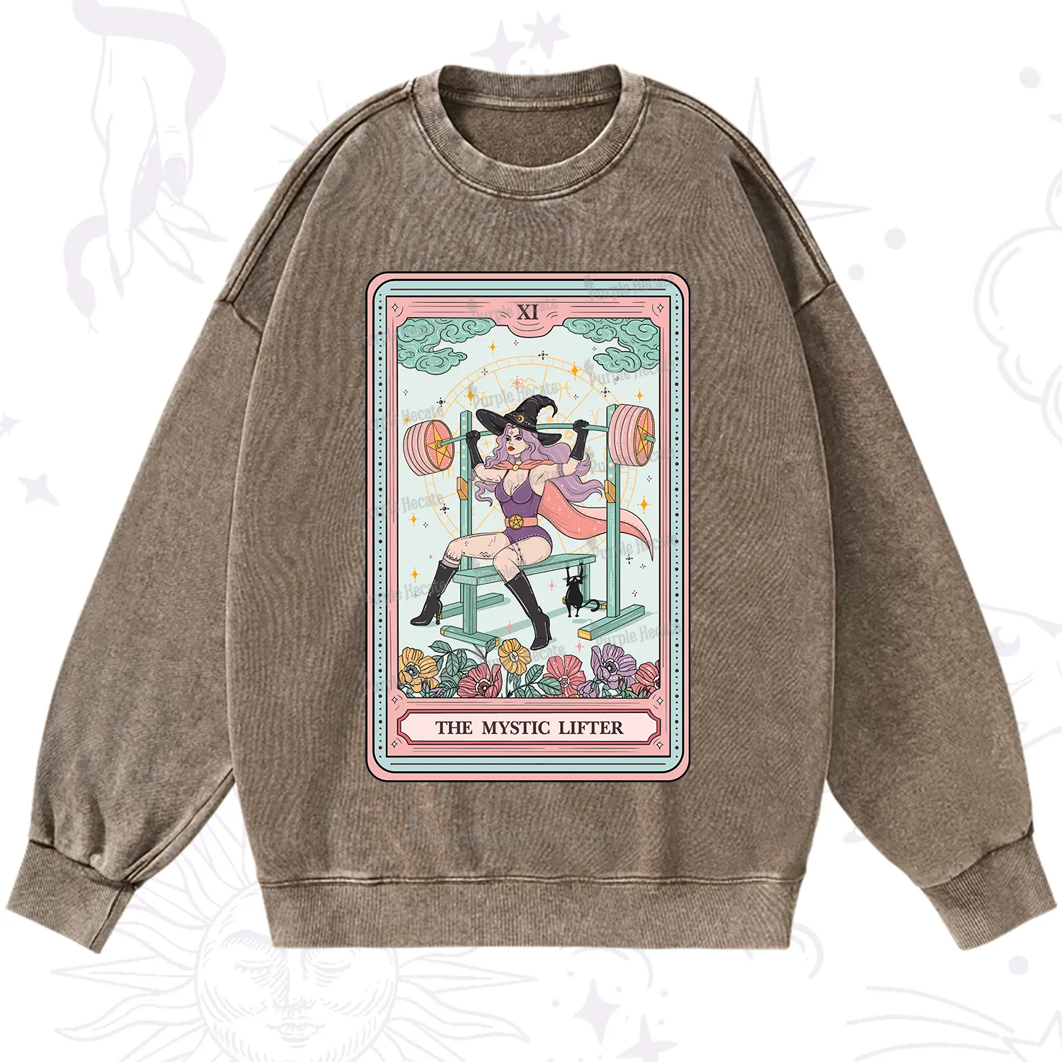 Purplehecate The Mystic Lifter Tarot Washed Sweatshirt