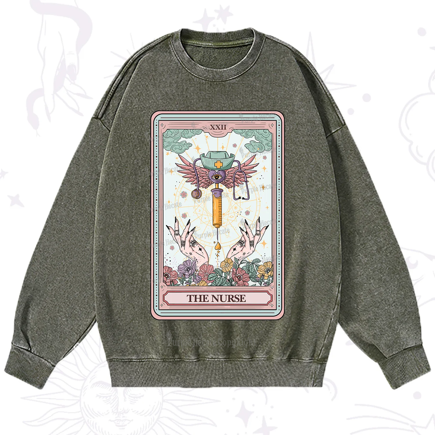 Purplehecate The ER Nurse Tarot Washed Sweatshirt