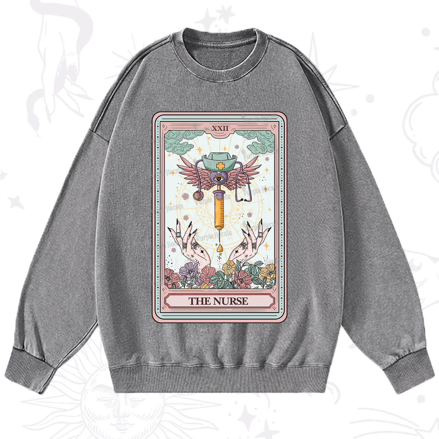 Purplehecate The ER Nurse Tarot Washed Sweatshirt