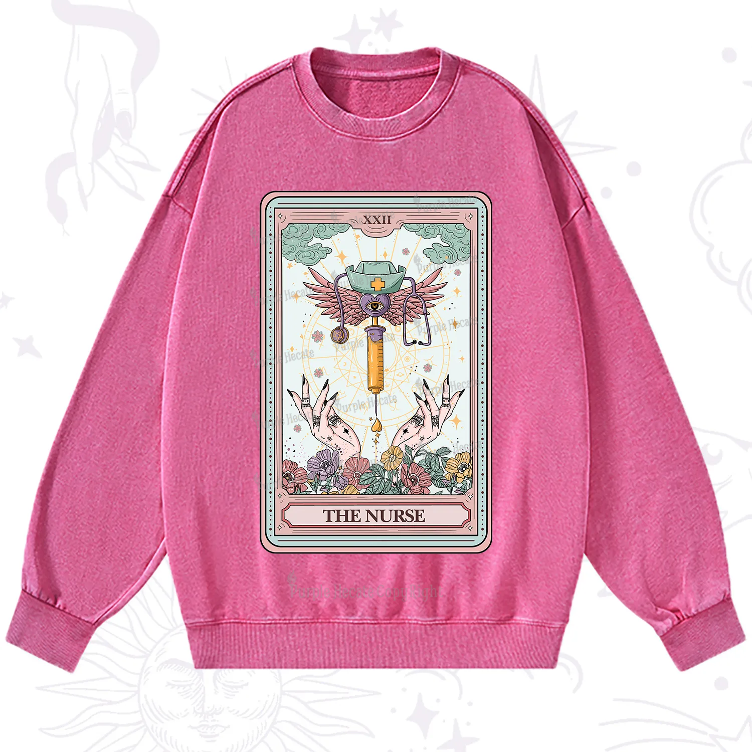 Purplehecate The ER Nurse Tarot Washed Sweatshirt