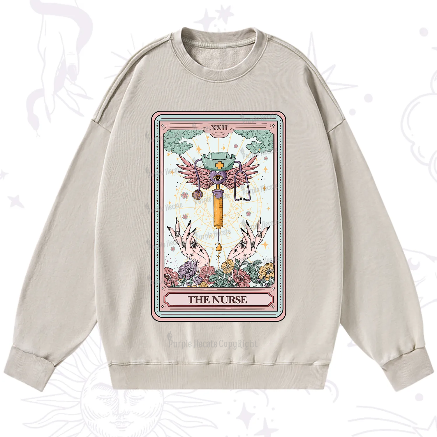 Purplehecate The ER Nurse Tarot Washed Sweatshirt