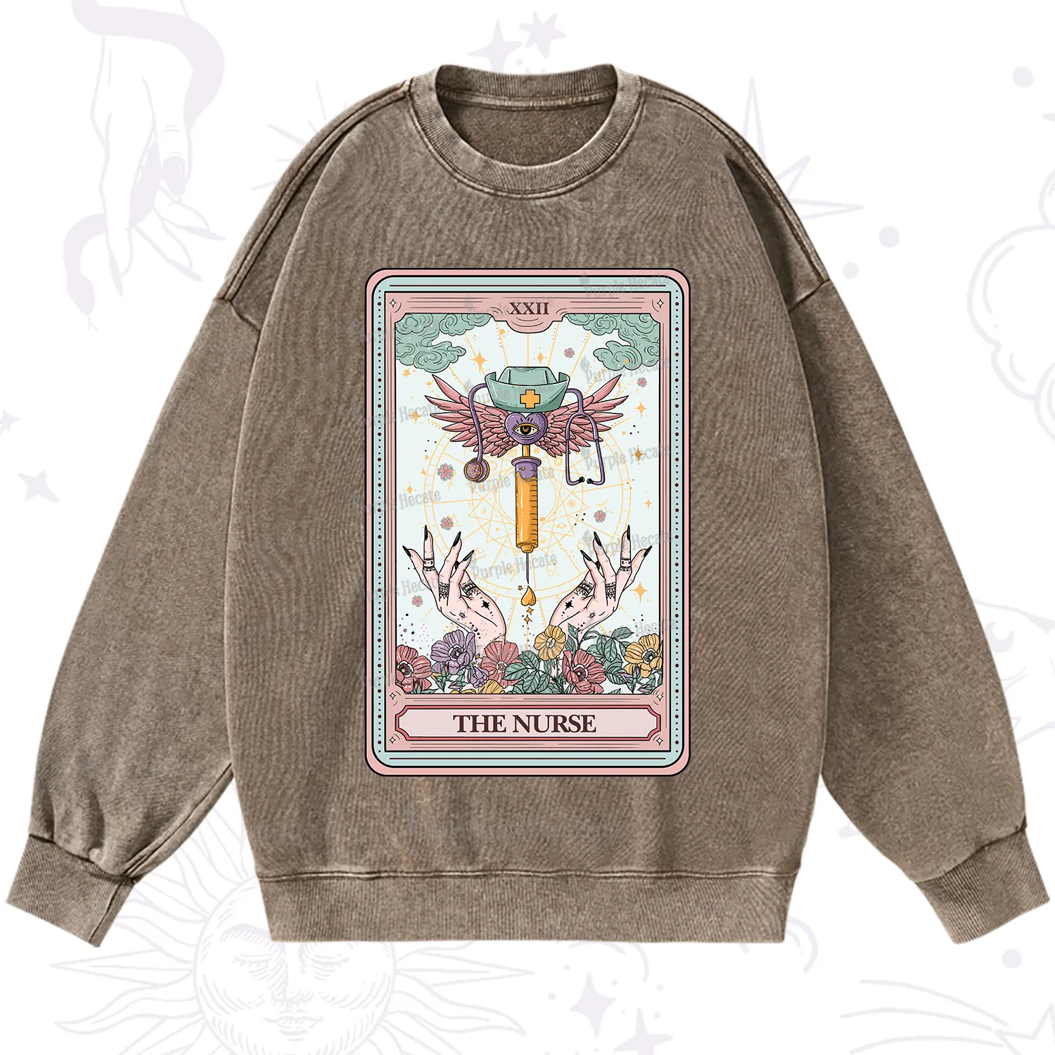 Purplehecate The ER Nurse Tarot Washed Sweatshirt