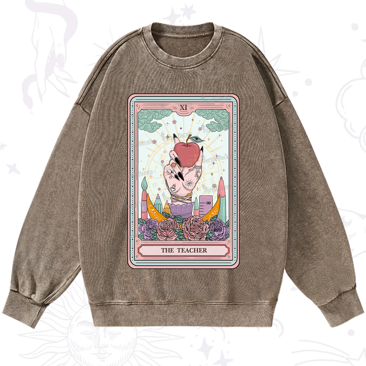 Purplehecate The Teacher Tarot Washed Sweatshirt