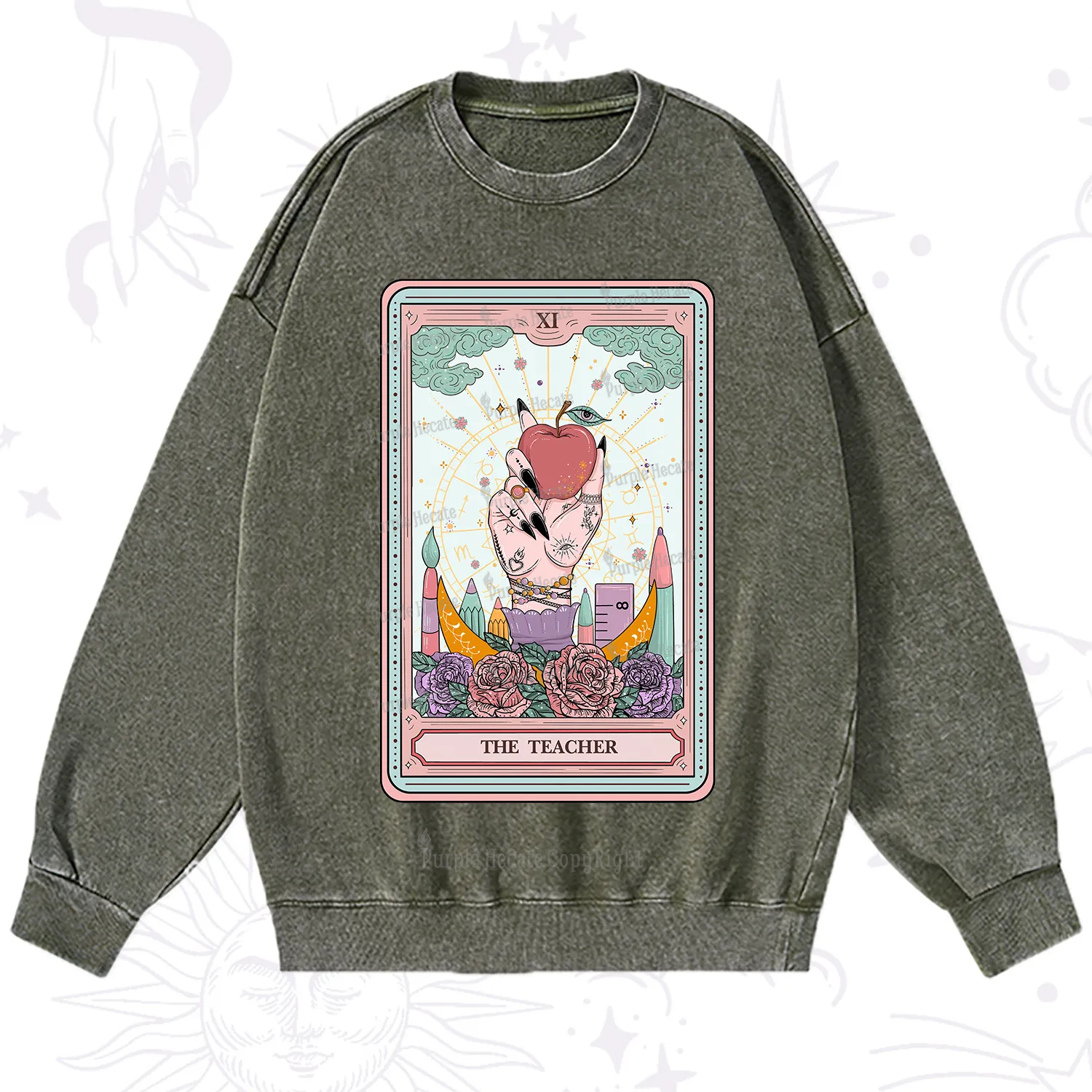 Purplehecate The Teacher Tarot Washed Sweatshirt