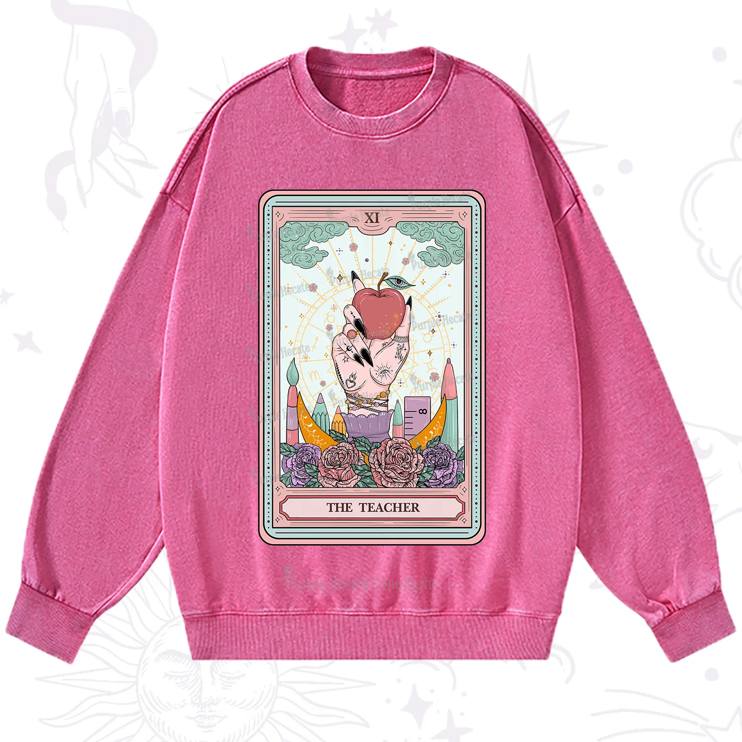 Purplehecate The Teacher Tarot Washed Sweatshirt