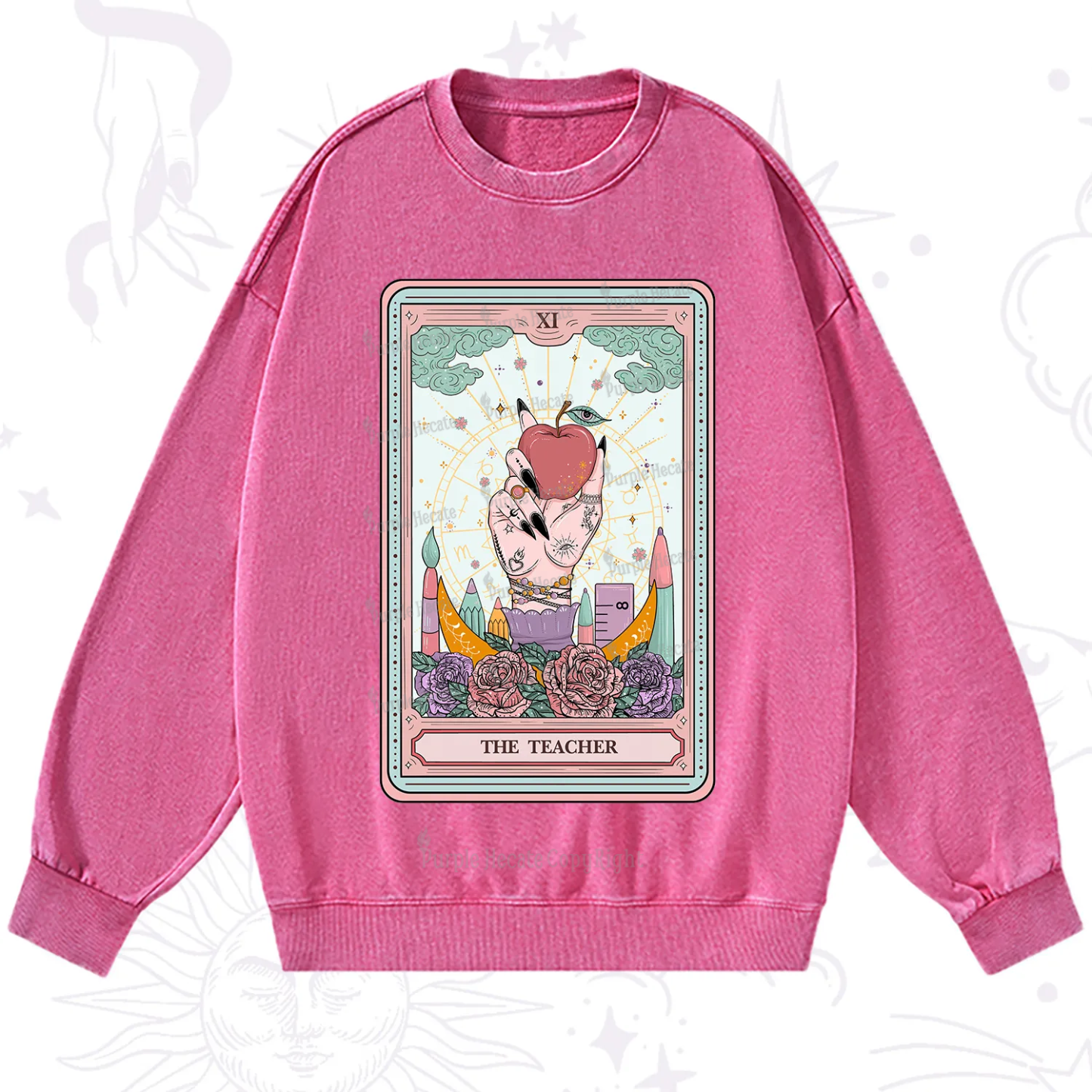 Purplehecate The Teacher Tarot Washed Sweatshirt
