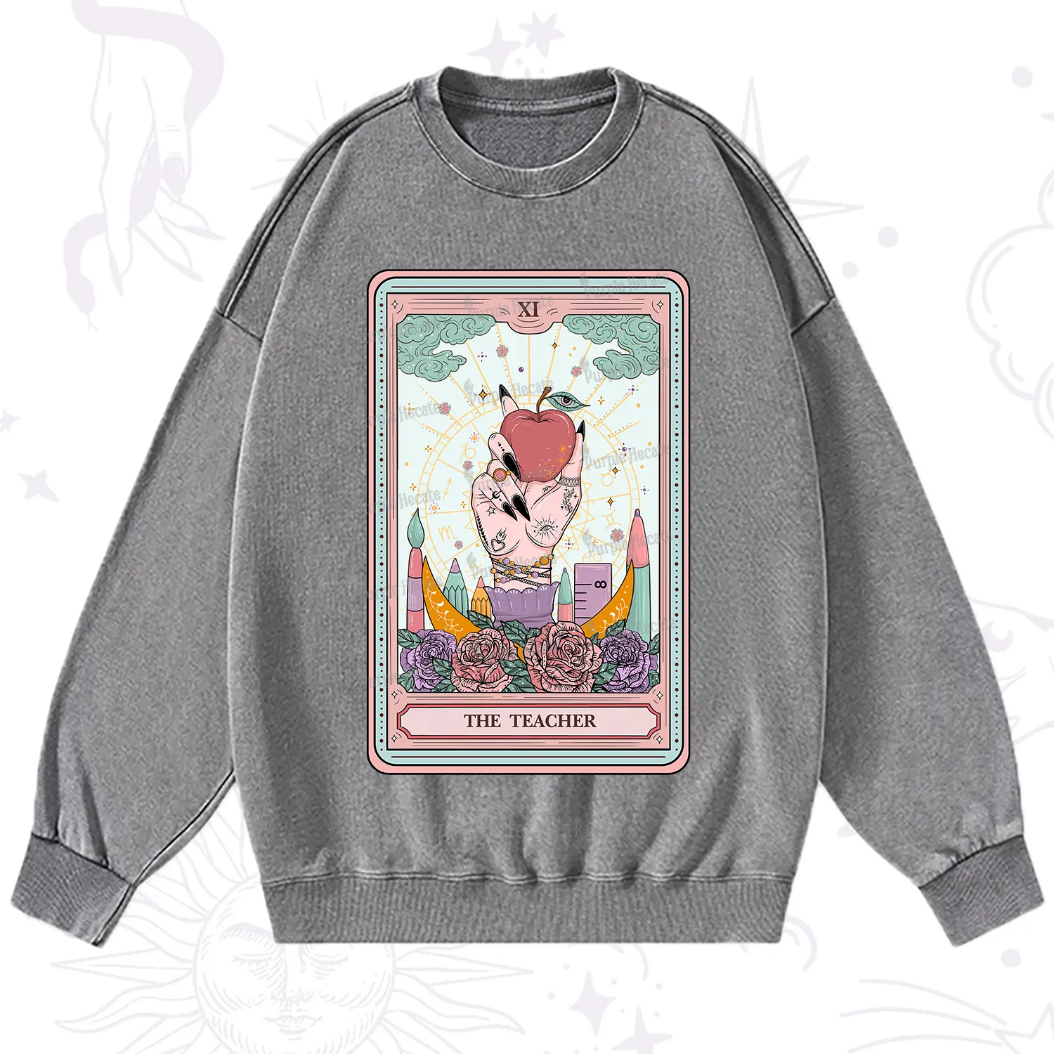 Purplehecate The Teacher Tarot Washed Sweatshirt