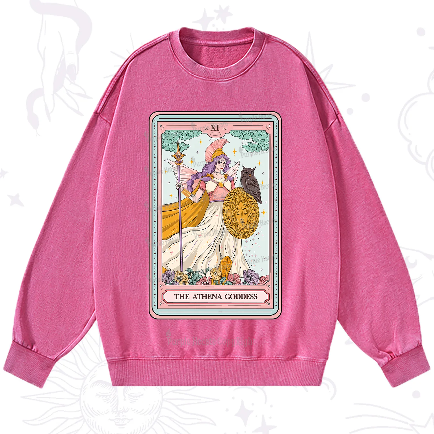 Purplehecate The Athena Goddess Tarot Washed Sweatshirt