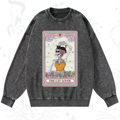 Purplehecate The Cat Lover Tarot Washed Sweatshirt
