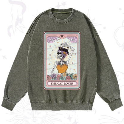 Purplehecate The Cat Lover Tarot Washed Sweatshirt