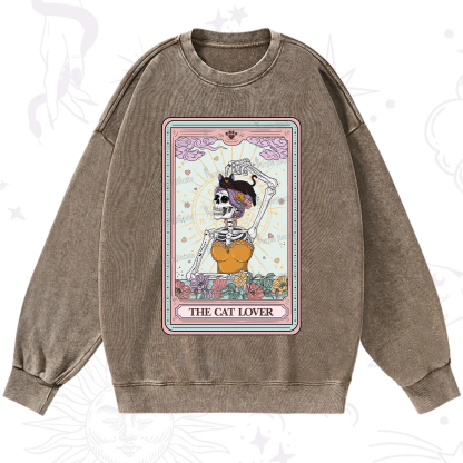 Purplehecate The Cat Lover Tarot Washed Sweatshirt