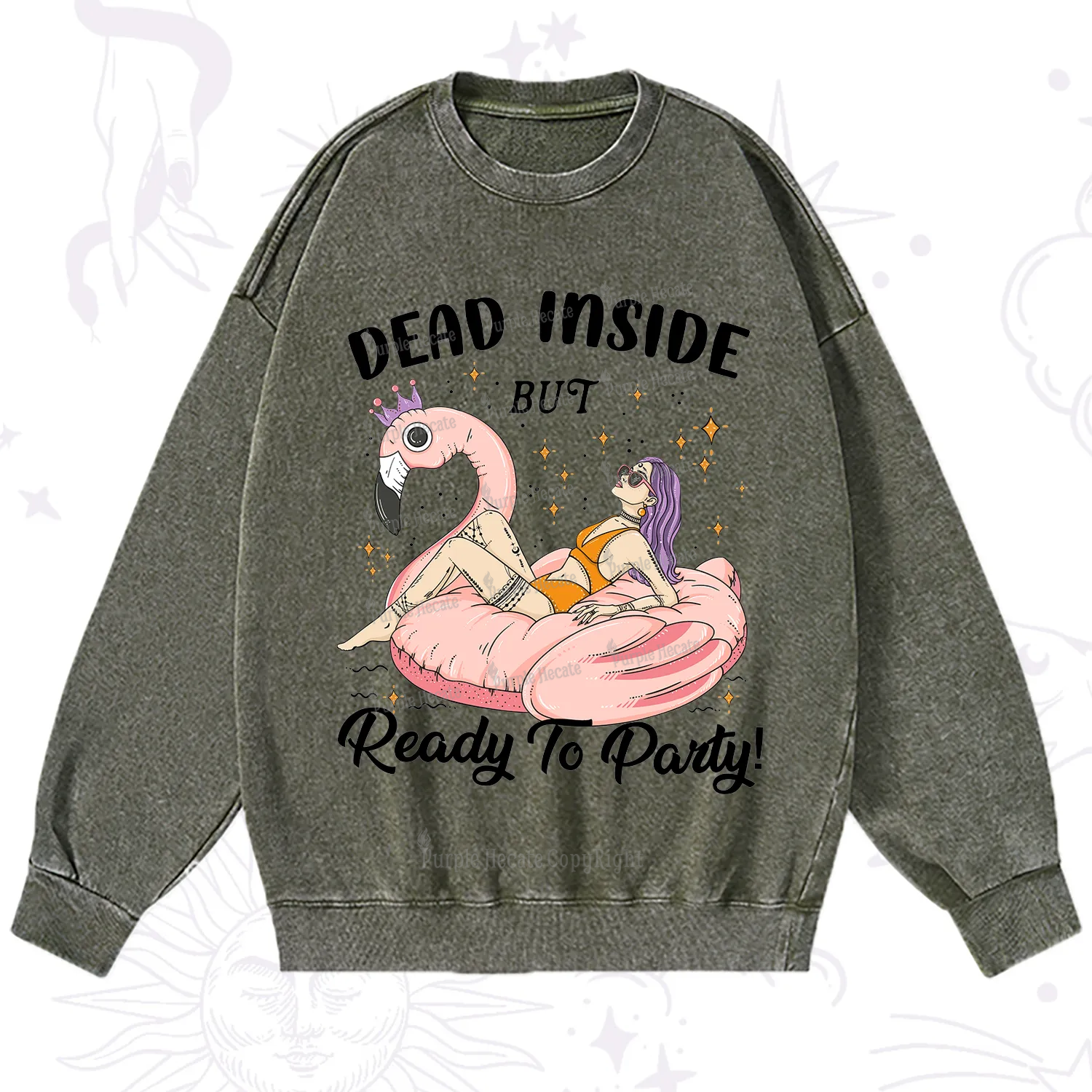 Purplehecate Dead Inside But Ready To Party Washed Sweatshirt
