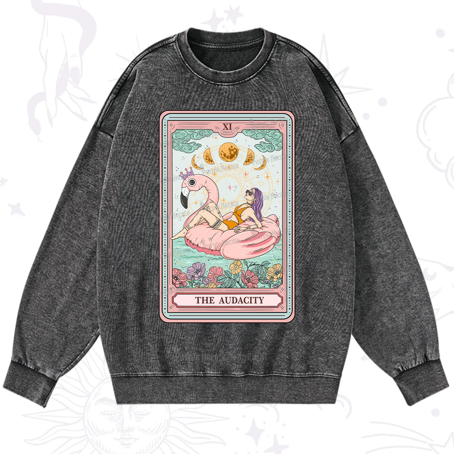 Purplehecate The Vacation Audacity Tarot Washed Sweatshirt
