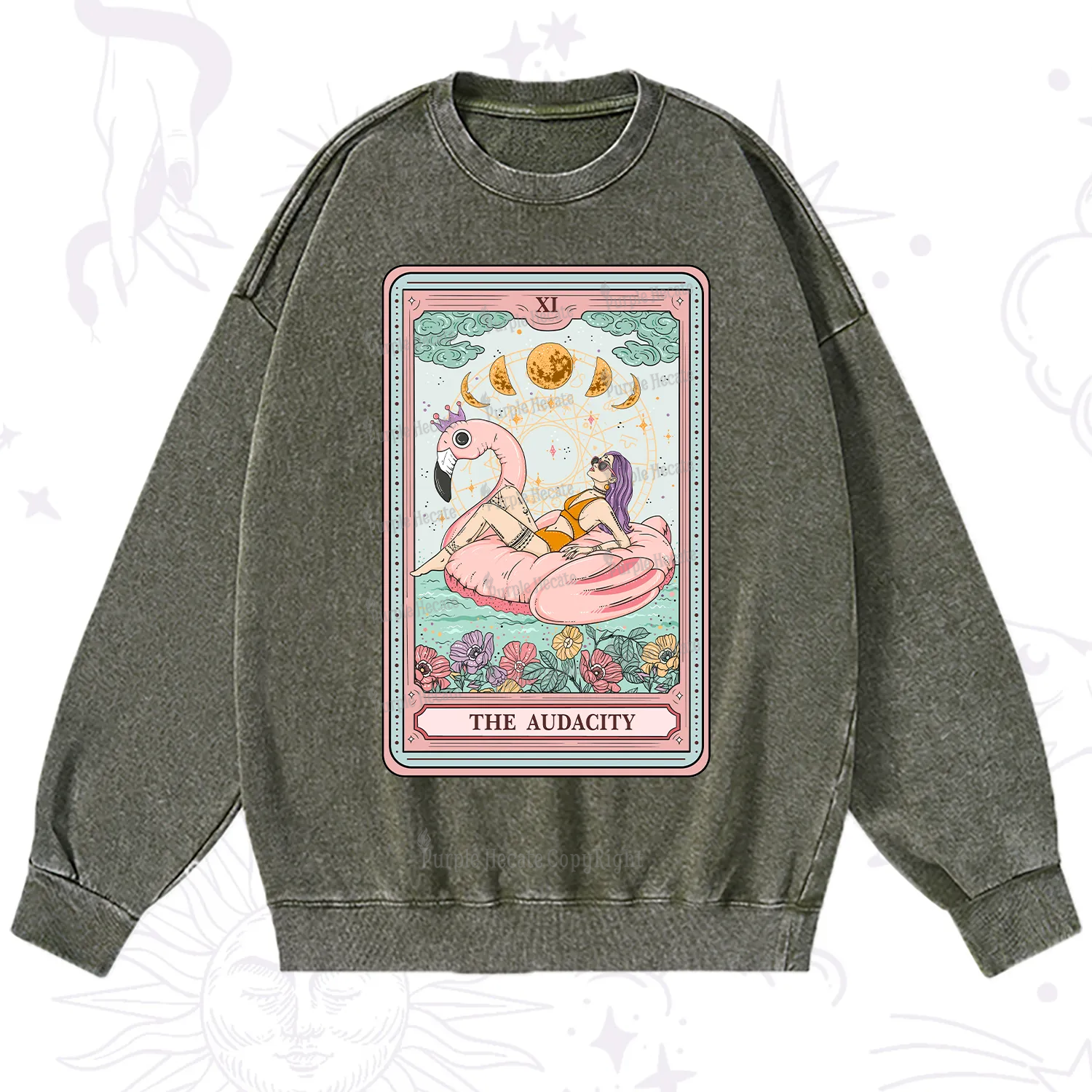 Purplehecate The Vacation Audacity Tarot Washed Sweatshirt