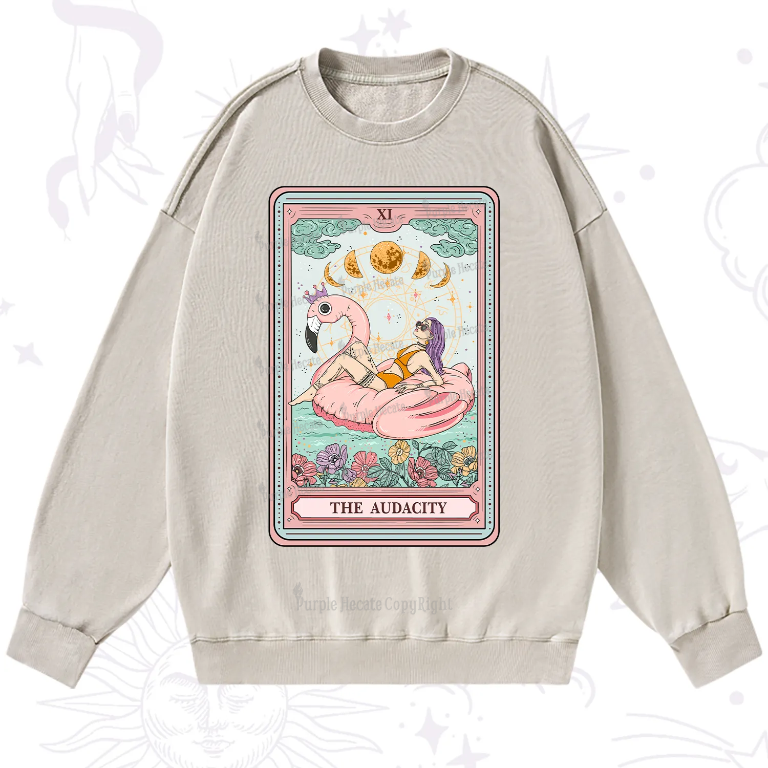 Purplehecate The Vacation Audacity Tarot Washed Sweatshirt