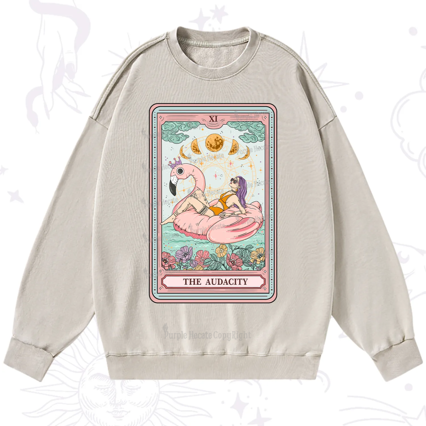 Purplehecate The Vacation Audacity Tarot Washed Sweatshirt