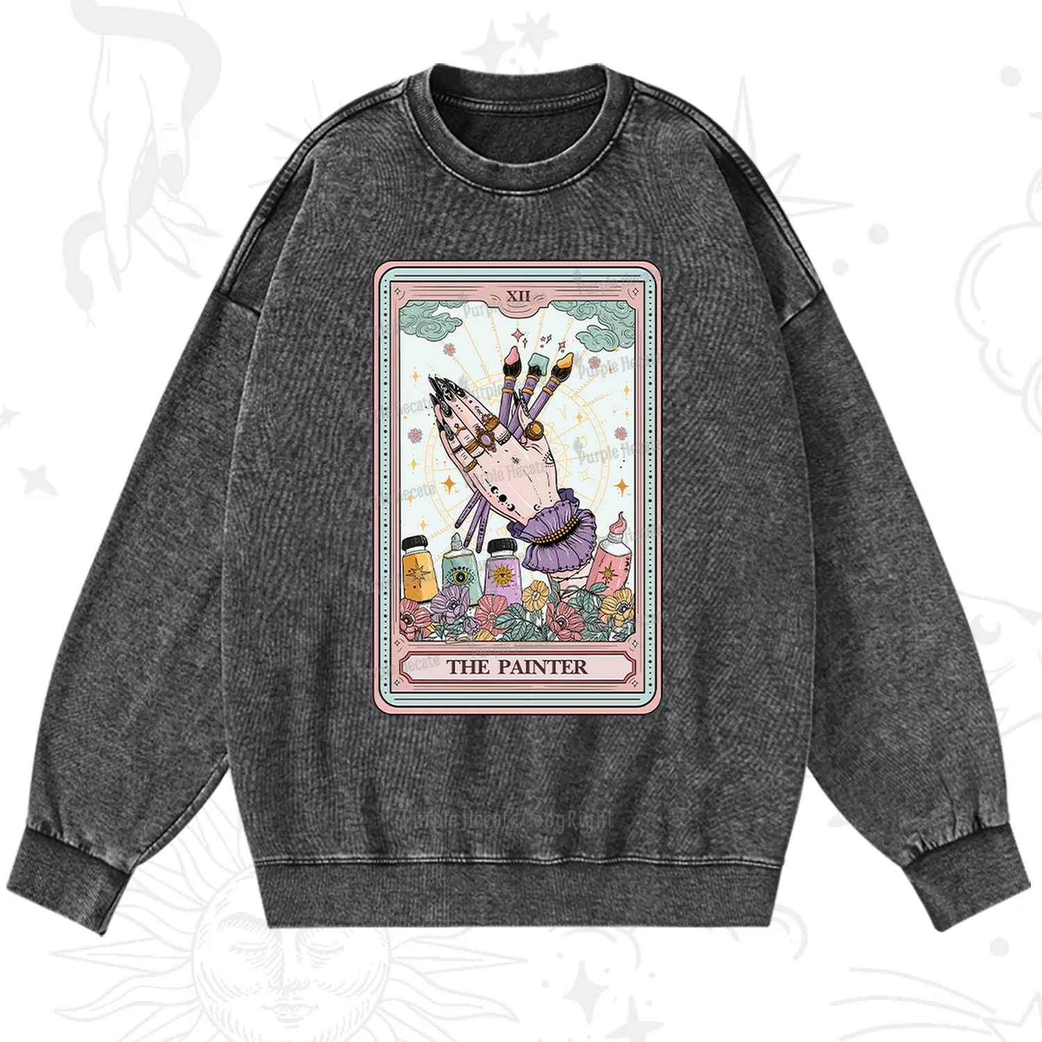 Purplehecate The Occult Painter Tarot Washed Sweatshirt