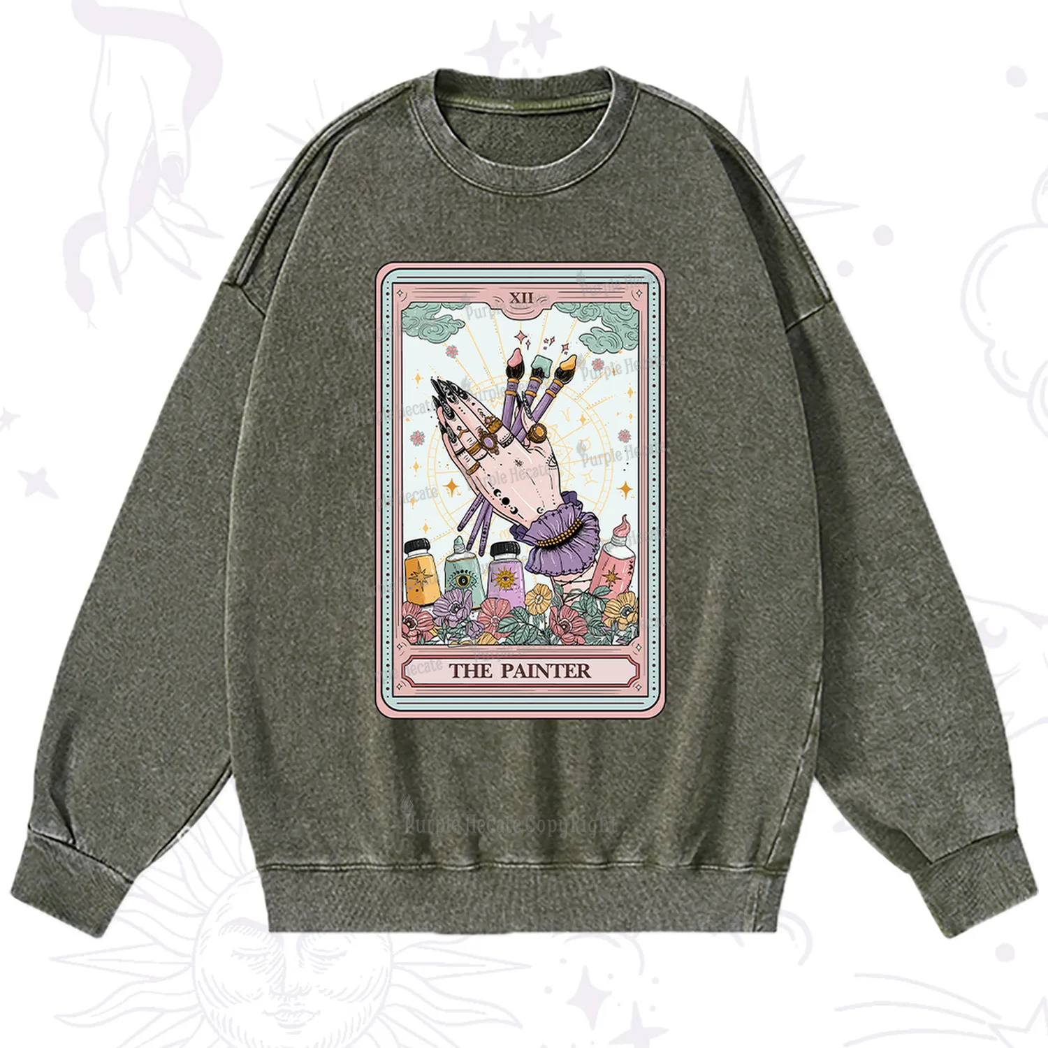 Purplehecate The Occult Painter Tarot Washed Sweatshirt
