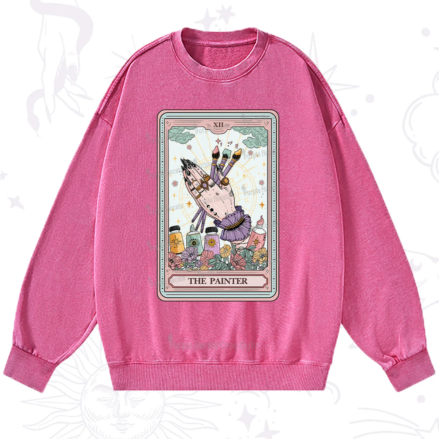 Purplehecate The Occult Painter Tarot Washed Sweatshirt