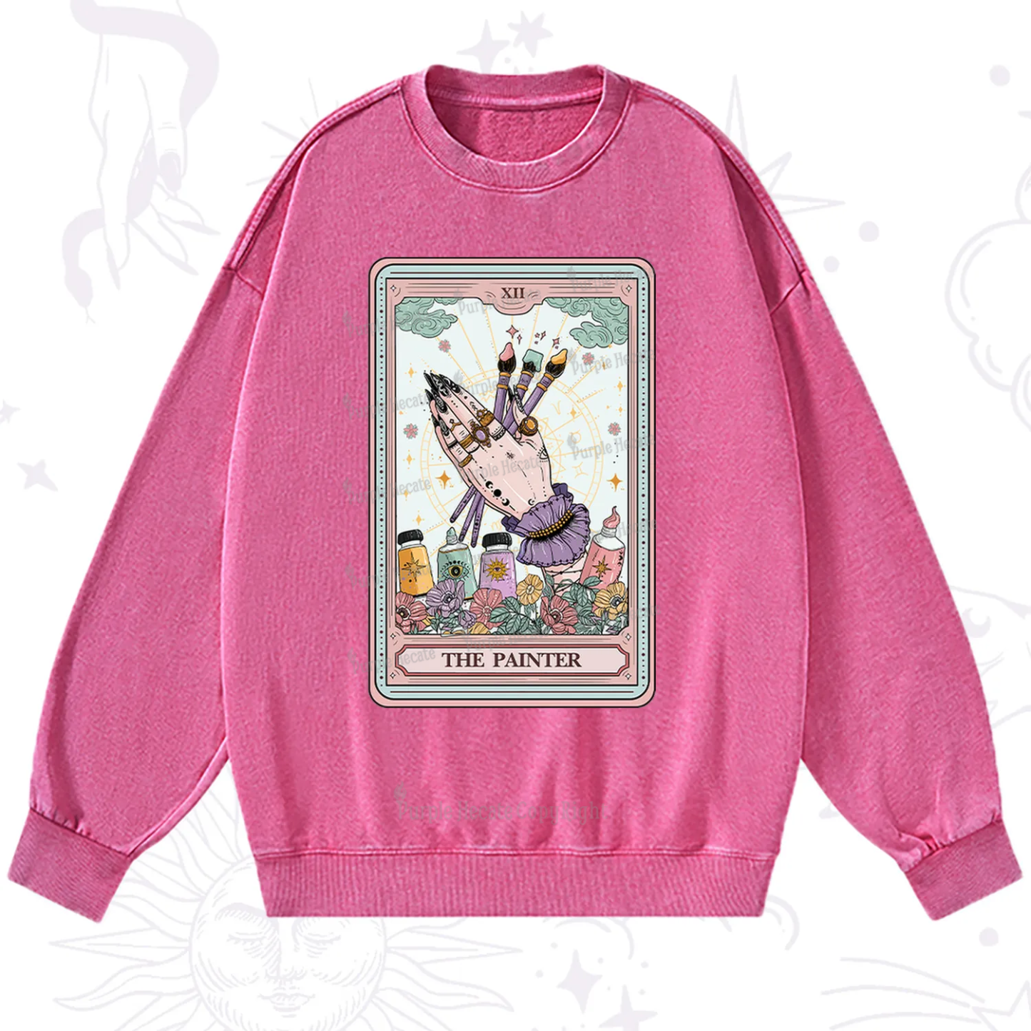 Purplehecate The Occult Painter Tarot Washed Sweatshirt