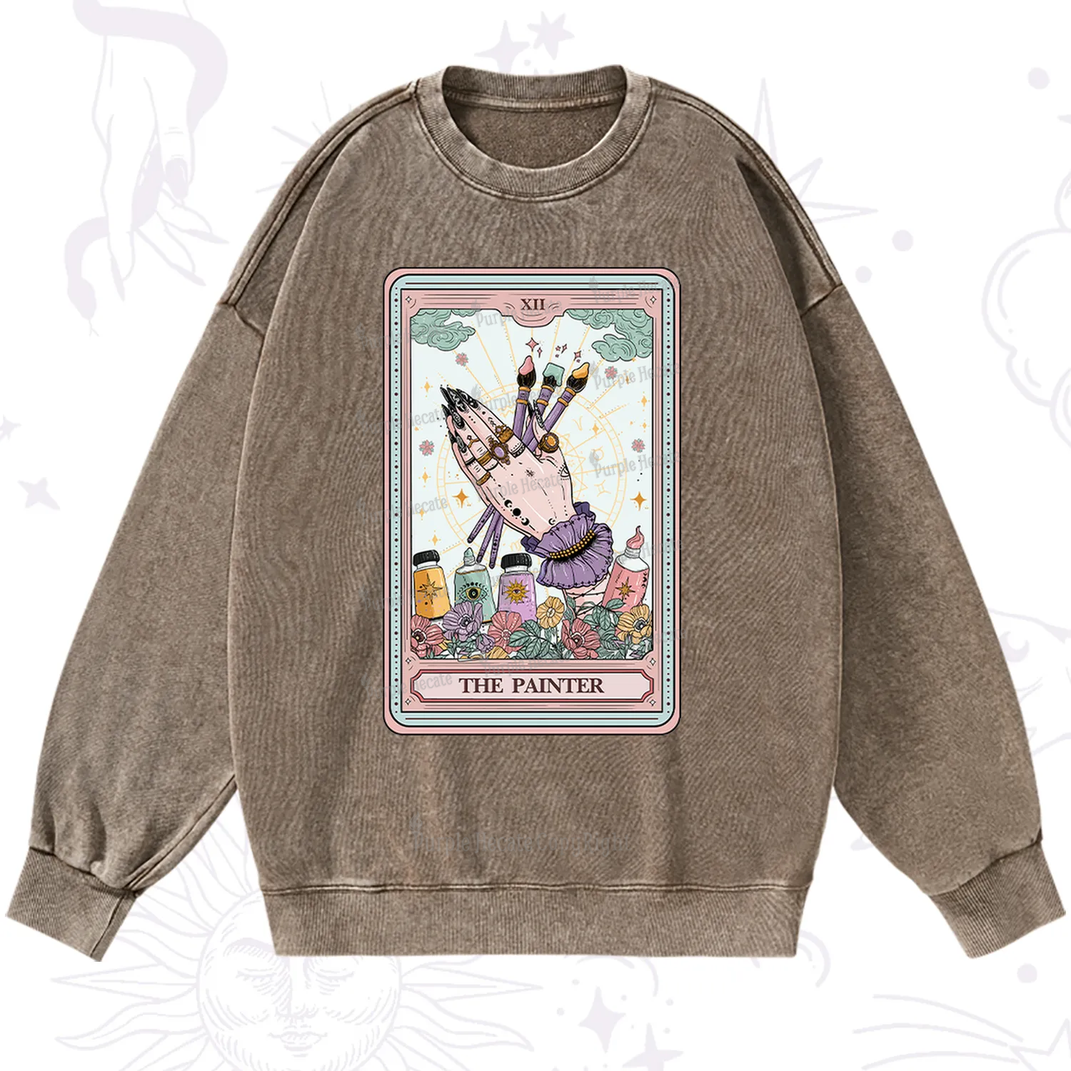 Purplehecate The Occult Painter Tarot Washed Sweatshirt
