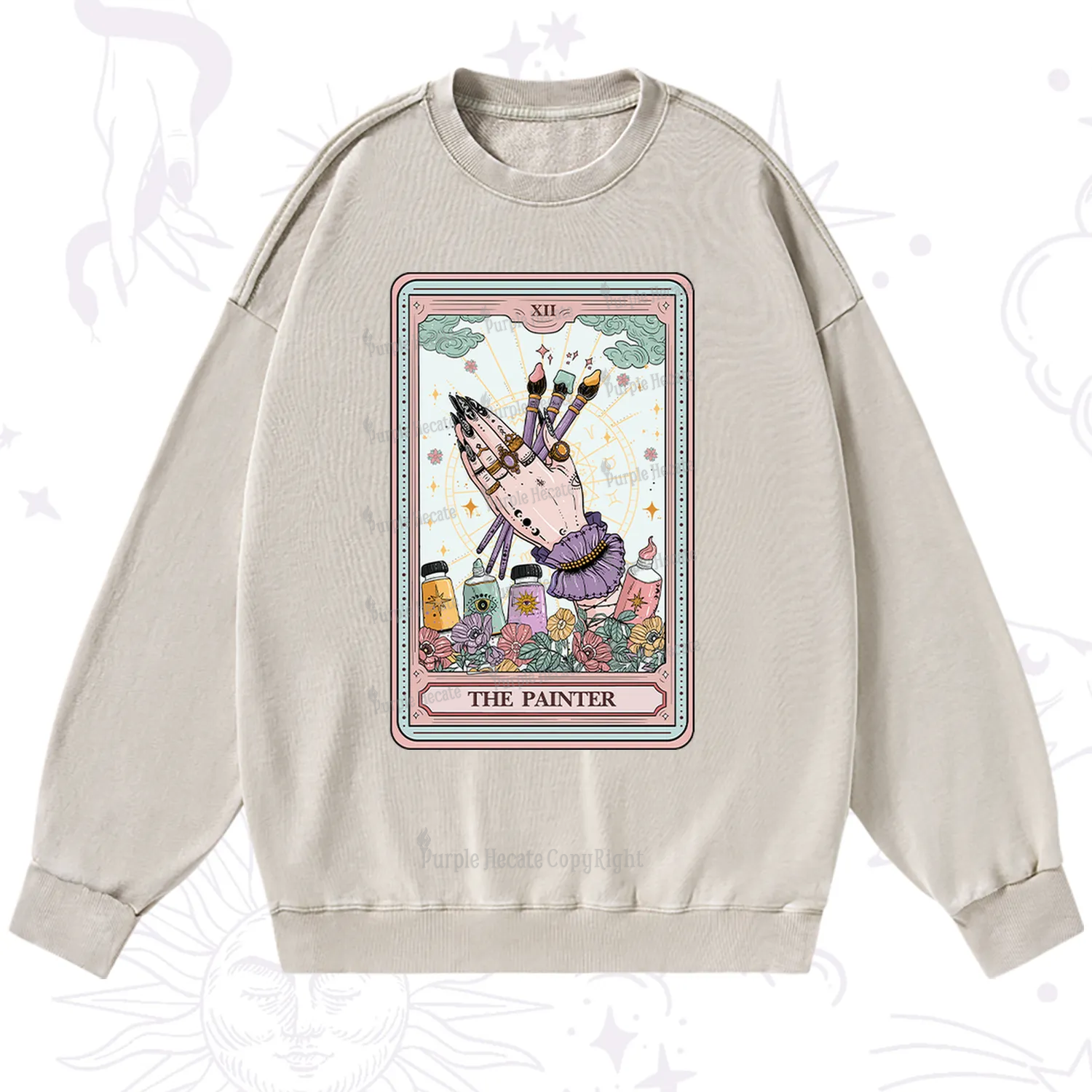 Purplehecate The Occult Painter Tarot Washed Sweatshirt