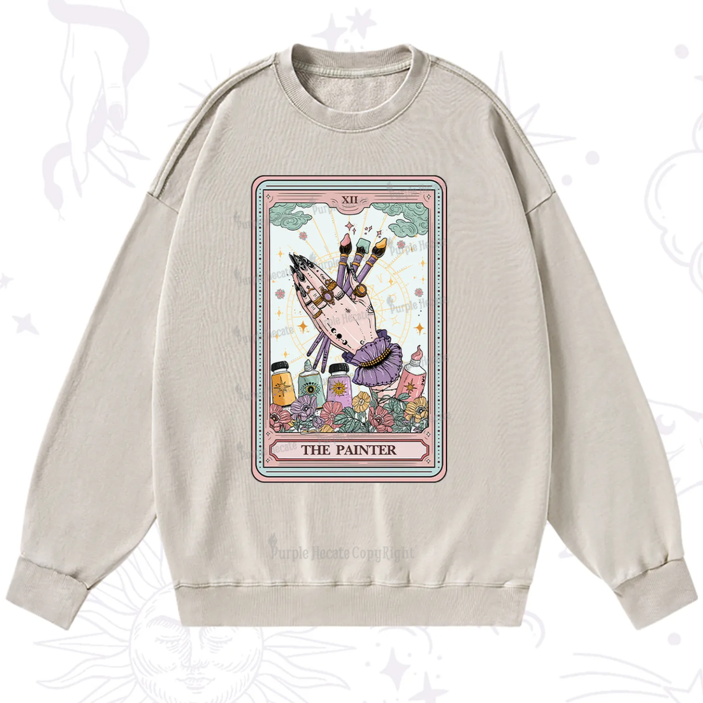 Purplehecate The Occult Painter Tarot Washed Sweatshirt