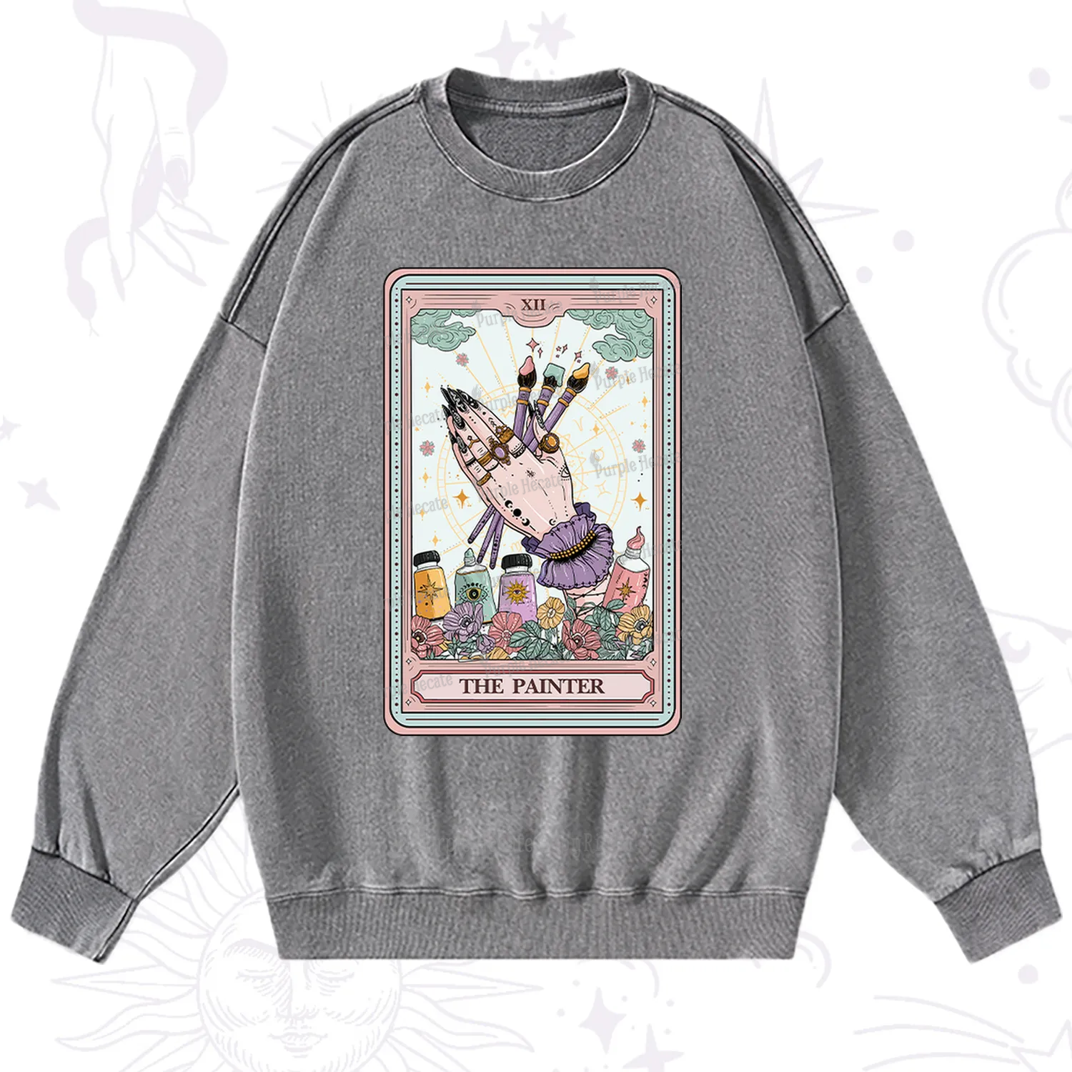 Purplehecate The Occult Painter Tarot Washed Sweatshirt