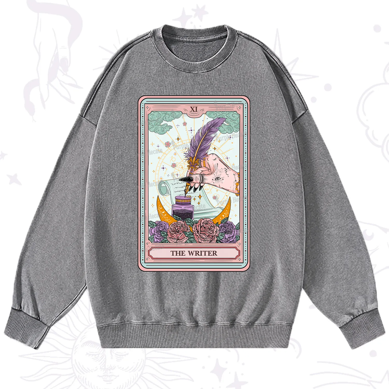Purplehecate The Writer Tarot Washed Sweatshirt