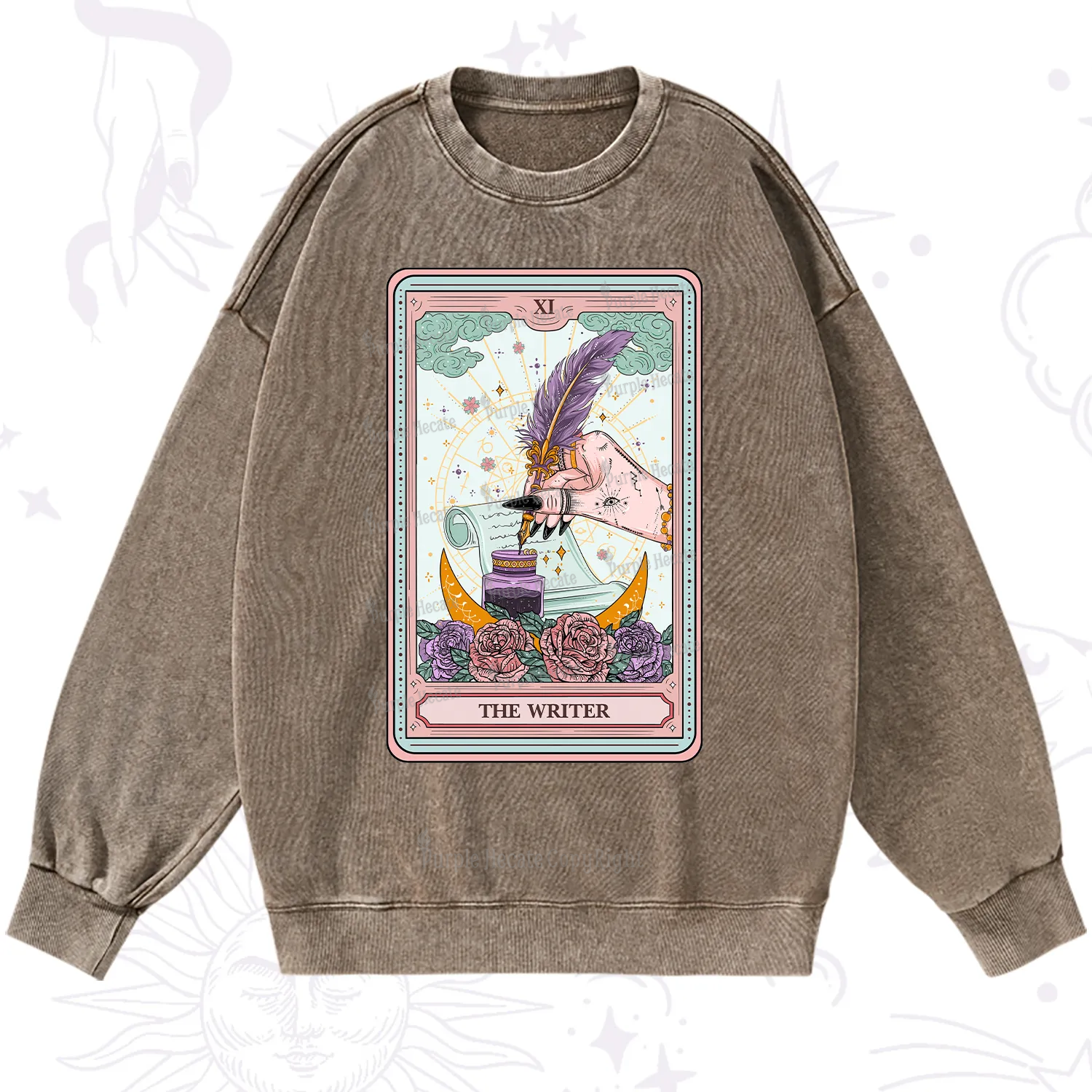 Purplehecate The Writer Tarot Washed Sweatshirt
