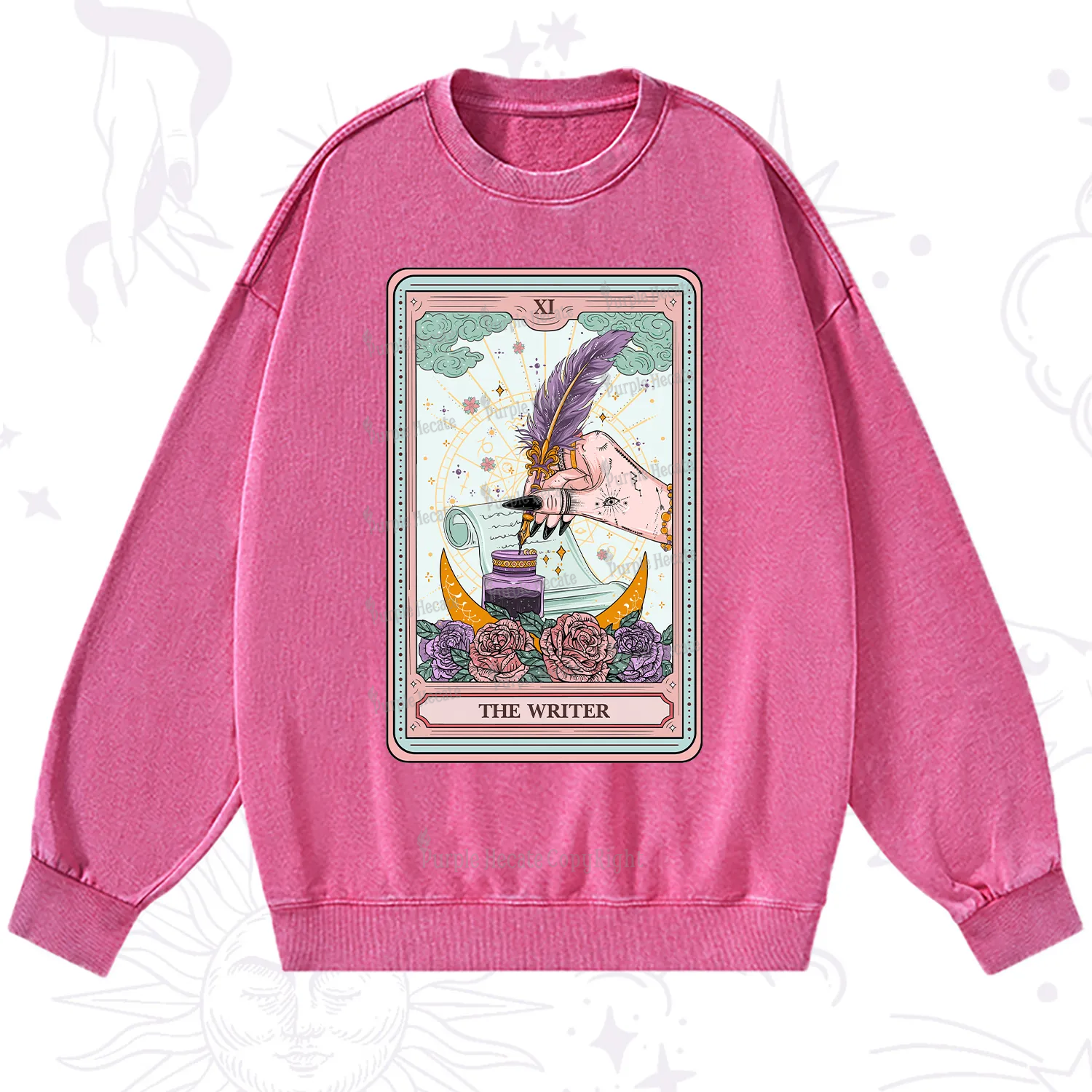 Purplehecate The Writer Tarot Washed Sweatshirt