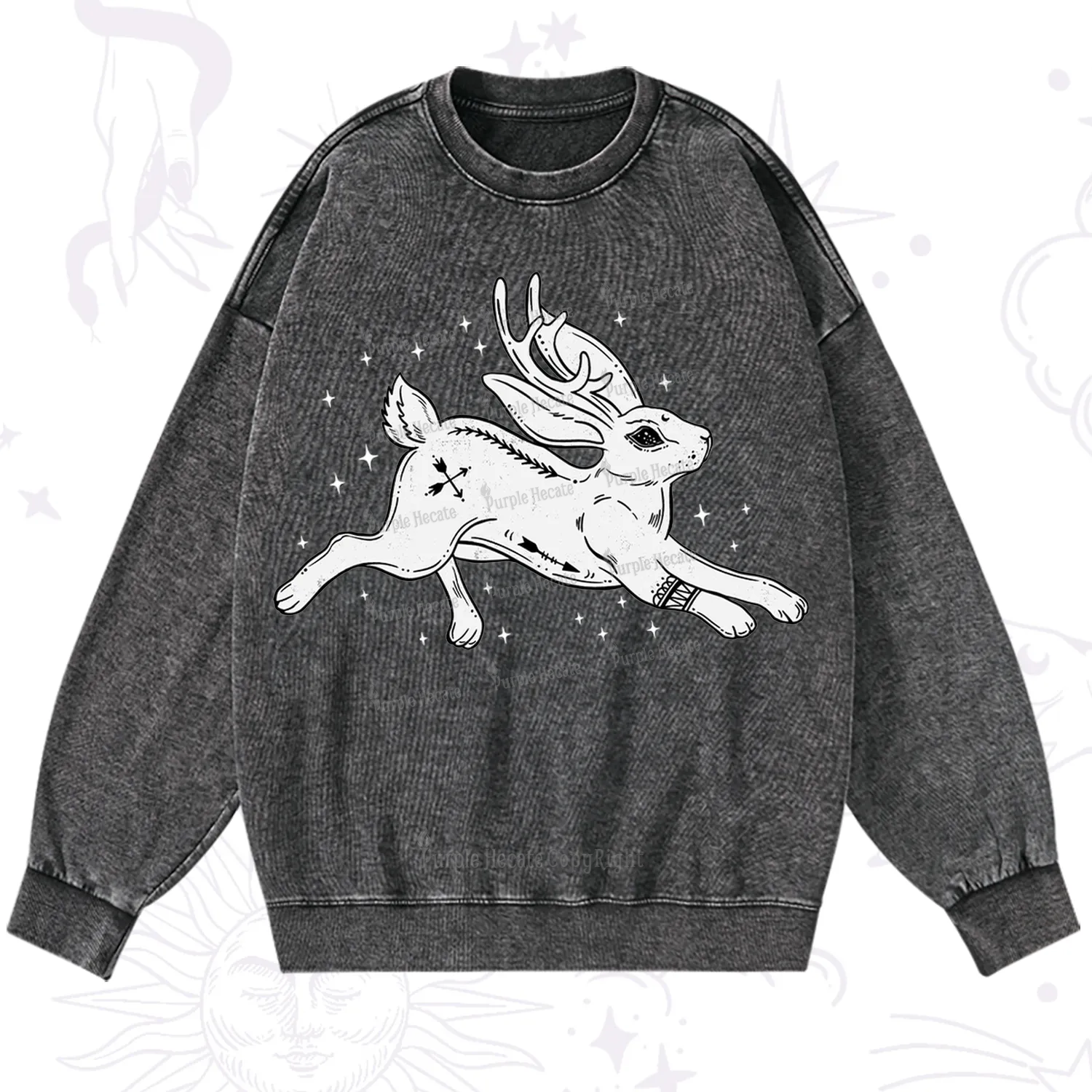 Purplehecate Starwitch Familiar Washed Sweatshirt