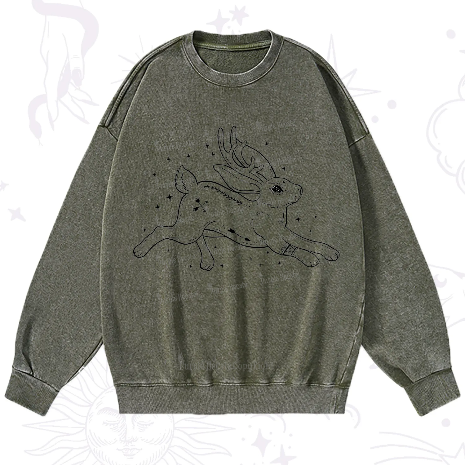 Purplehecate Starwitch Familiar Washed Sweatshirt