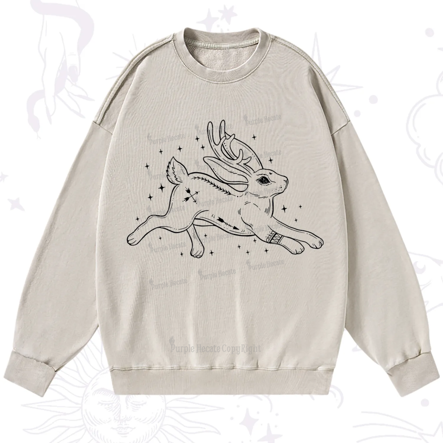 Purplehecate Starwitch Familiar Washed Sweatshirt