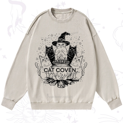 Purplehecate Witchy Cat Coven Washed Sweatshirt
