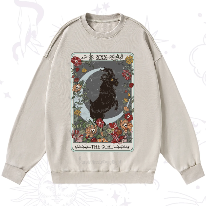 Purplehecate The Goat Tarot Card Washed Sweatshirt