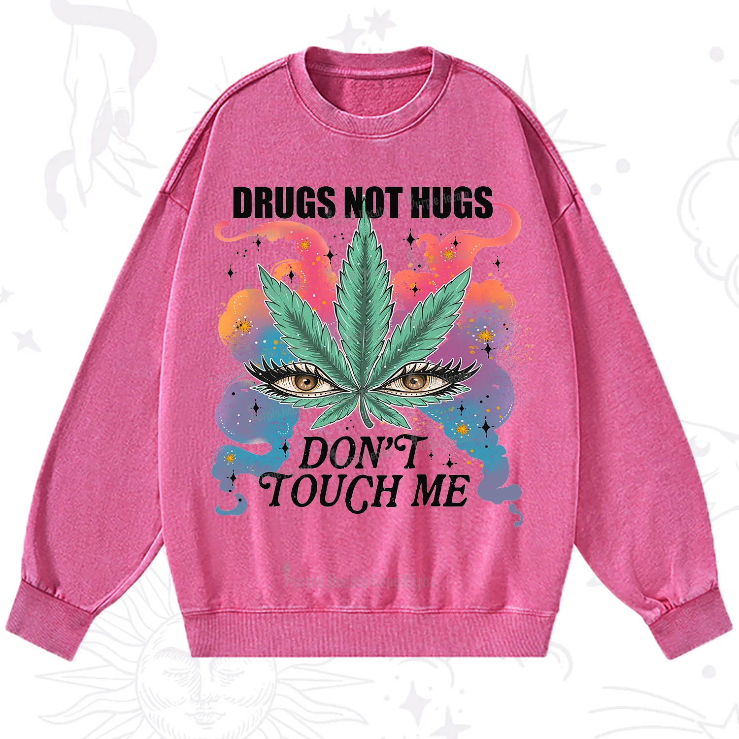 Purplehecate Drugs Not Hugs Washed Sweatshirt