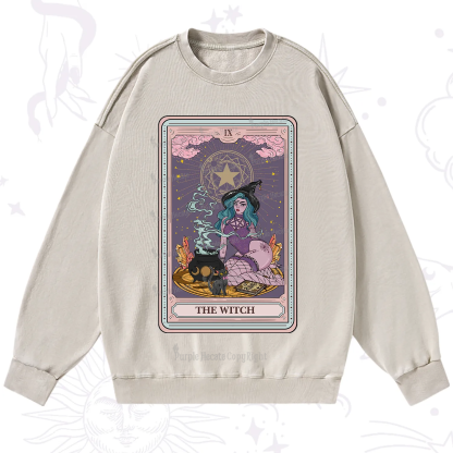 Purplehecate The Alchemy Witch Tarot Card Washed Sweatshirt