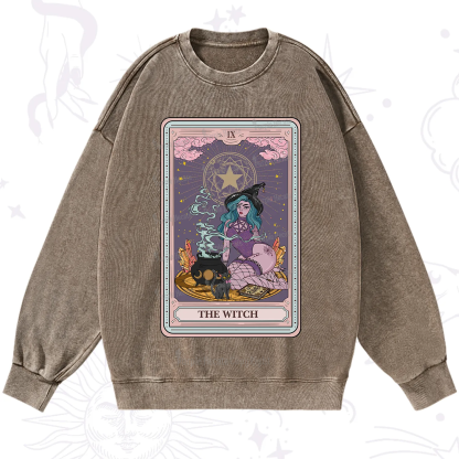 Purplehecate The Alchemy Witch Tarot Card Washed Sweatshirt
