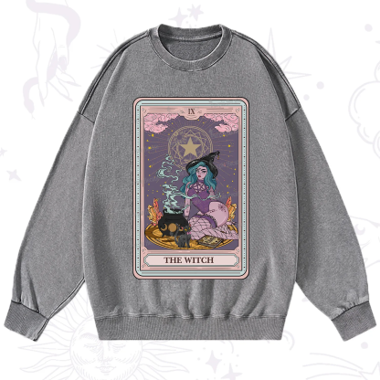 Purplehecate The Alchemy Witch Tarot Card Washed Sweatshirt