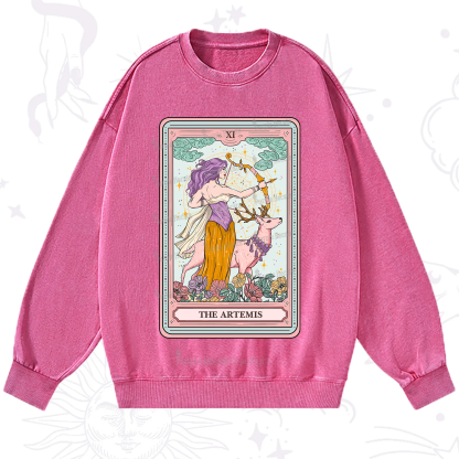 Purplehecate The Artemis Tarot Card Washed Sweatshirt