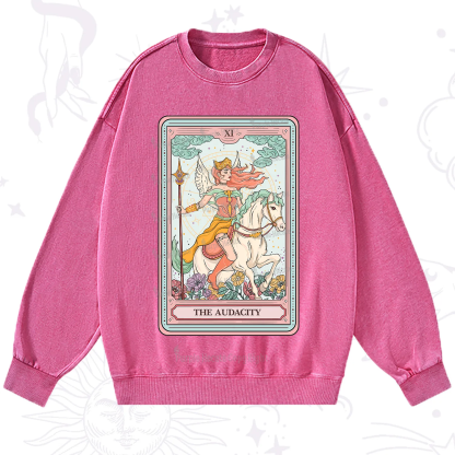 Purplehecate The Audacity Winged Goddess Tarot Card Washed Sweatshirt