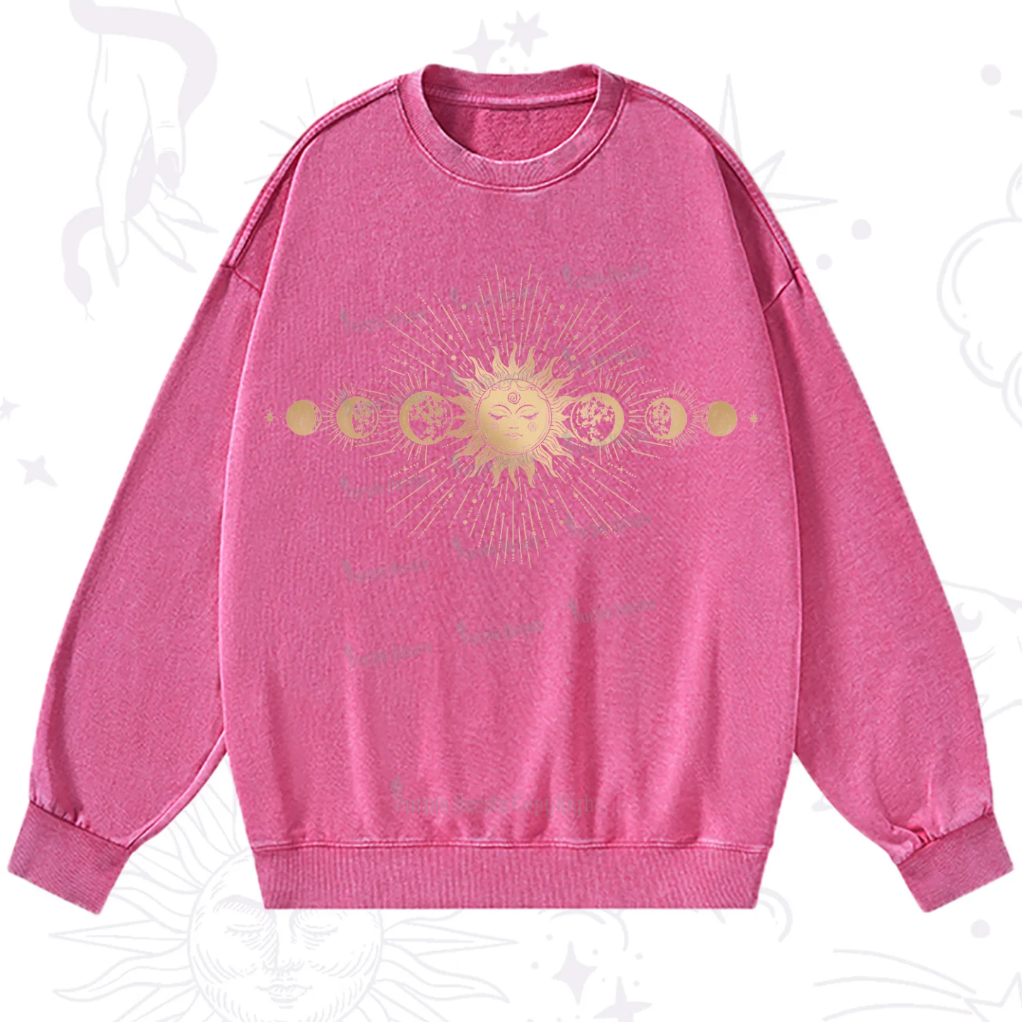 Purplehecate Mystical Moon And Sun Washed Sweatshirt