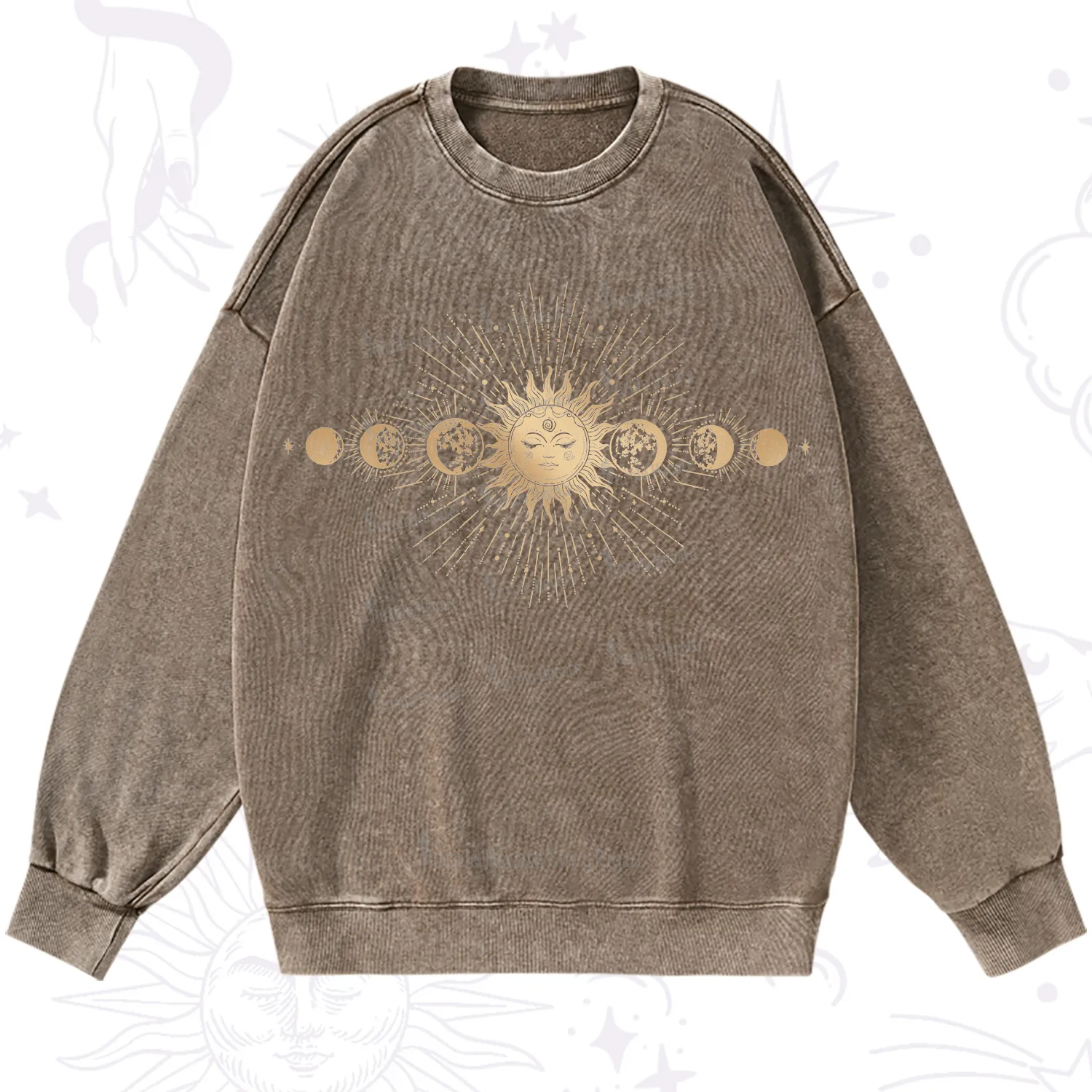 Purplehecate Mystical Moon And Sun Washed Sweatshirt