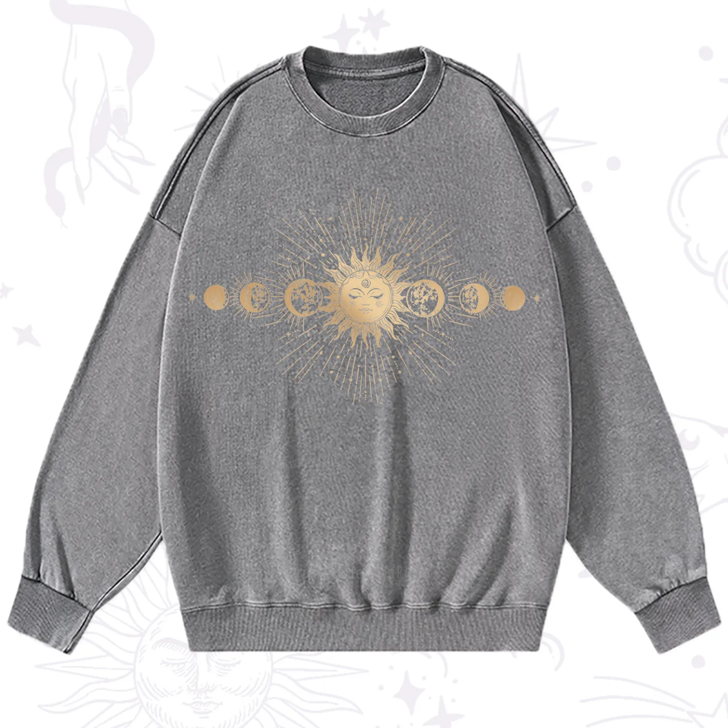 Purplehecate Mystical Moon And Sun Washed Sweatshirt