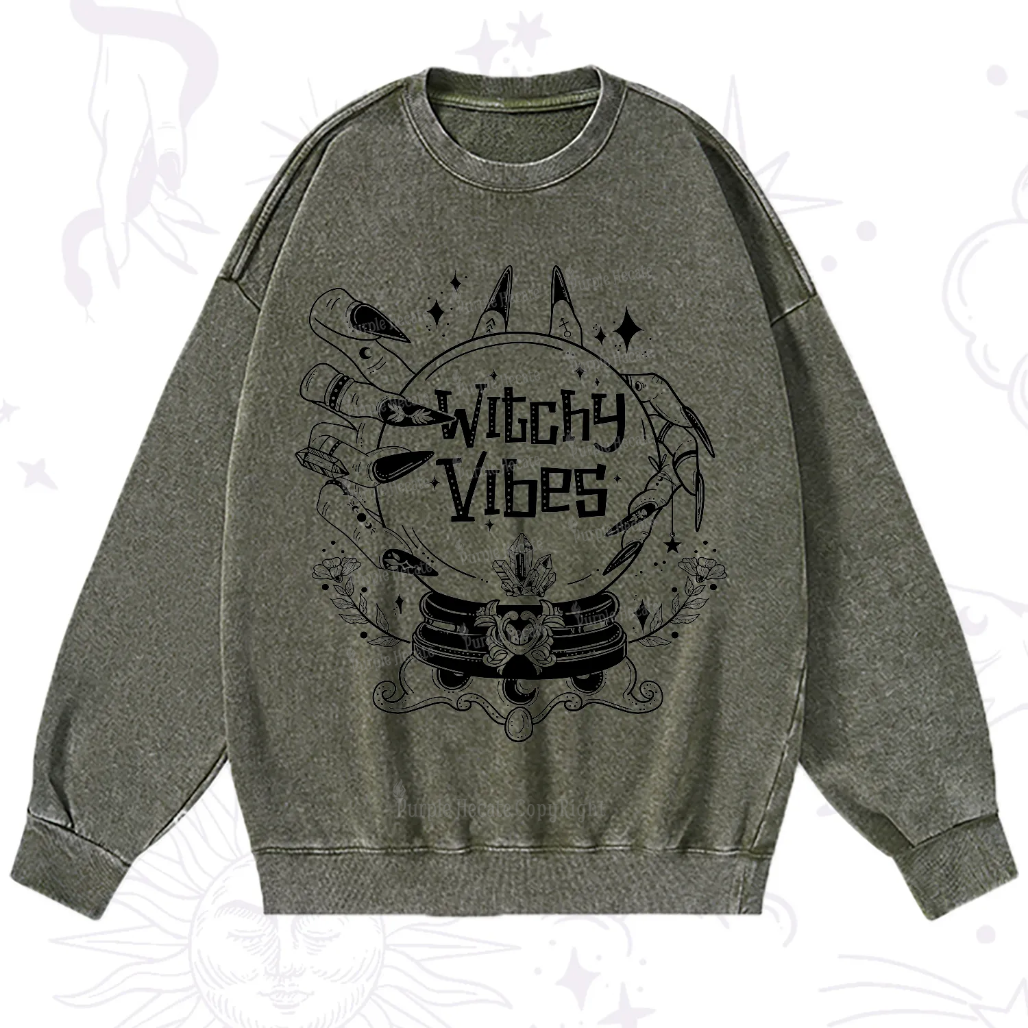 Purplehecate Witchy Vibes Washed Sweatshirt
