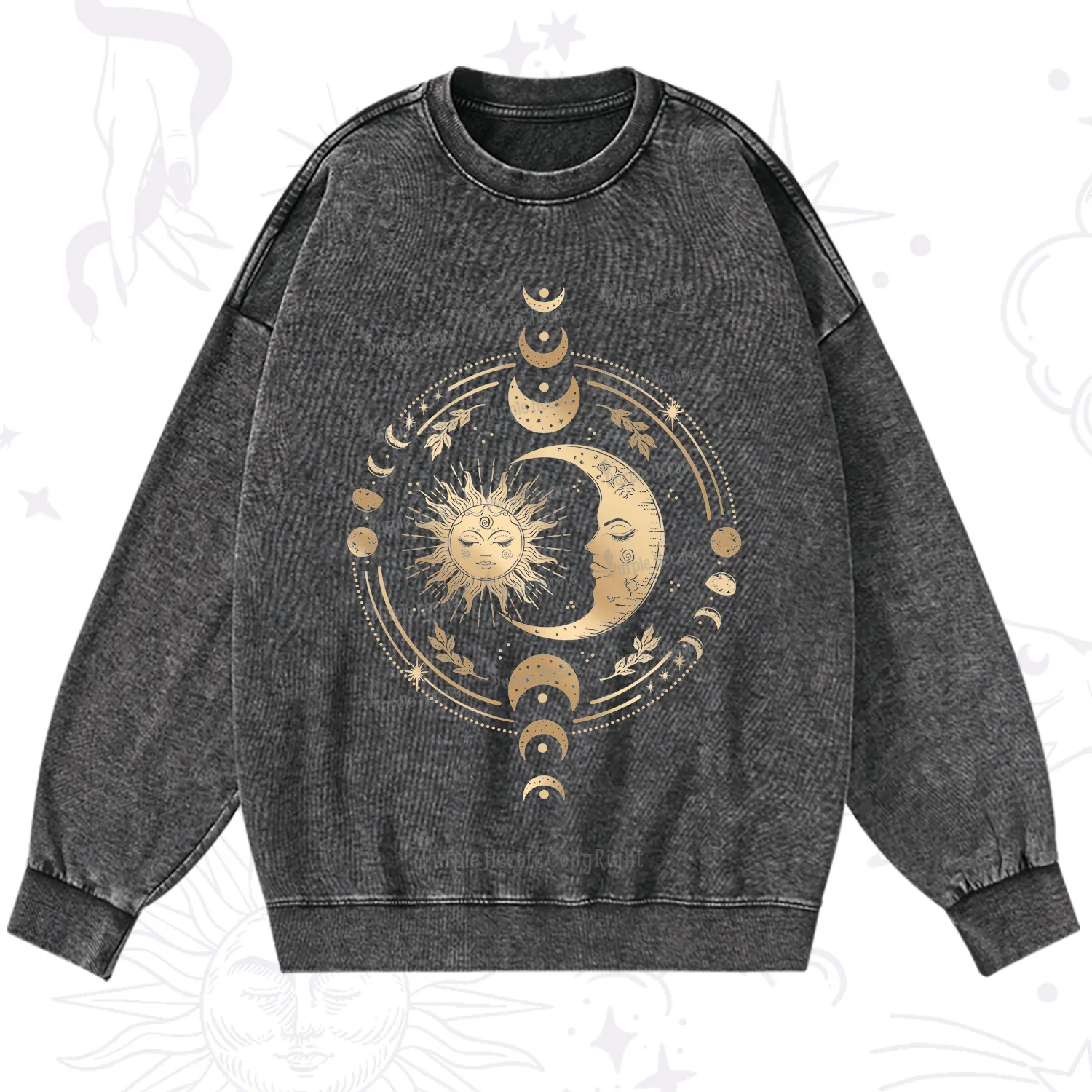 Purplehecate Celestial Sun and Moon Washed Sweatshirt